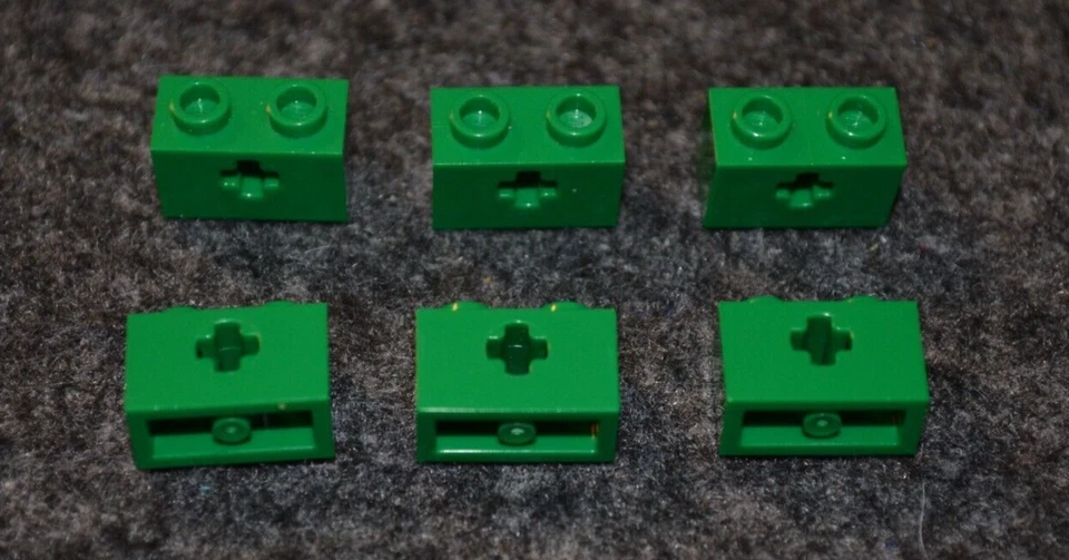 (6) 1x2 Green Brick w/ "+" Technic Cross Connector ~ New Lego Parts ~ - Image 1 of 1