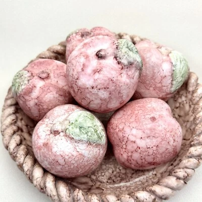 Frutero trenzado de terracota con manzanas rojas juego de 7 piezas de cerámica mexicana de colección Foto 1 de 4