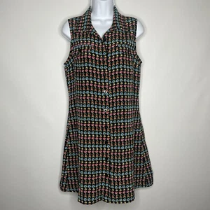 Vintage 90s My Michelle Black Floral Sleeveless Mini Shift Dress Size 11/12 - Picture 1 of 8