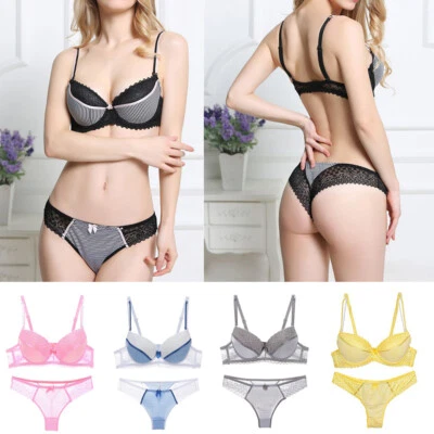 Sexy Spitzen-Push-Up-Bh-Sets Für Damen Extrem Gepolstert Dessous-Höschen- .? - Bild 1 von 4