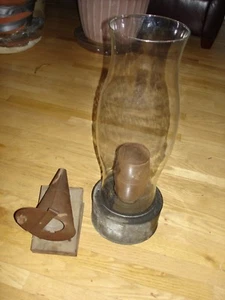 Vint. 1900 Kerosene Brooder Heater W/ Tin Mica Also Lg. Glass Chimney & Bellows - Picture 1 of 10