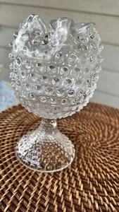 Vintage Duncan Miller Hobnail Rose Bowl Vase Clear Glass Pedestal Base - Picture 1 of 4
