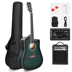 Ktaxon KMA101 41In Basswood Panel Matte Edging Folk Guitar with 10W Amplifier - Picture 1 of 8