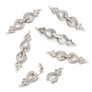 10 Sets Cubic Zirconia Fold Over Clasps Platinum Brass Platinum 43x10x5mm - Picture 1 of 5