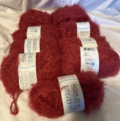 NEW 9 Skeins Moda-Dea Dream Yarn Raspberry 3773 Nylon/Acrylic Medium 93 yds each - Image 1 of 4