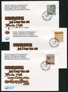 FAROE ISLANDS 1981, MUSIC, ARCHAEOLOGY, WRITINGS, Scott 65-69 on 5 F.D.C.'S - Picture 1 of 2
