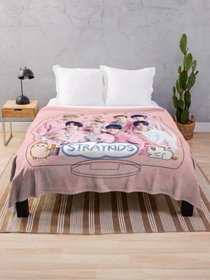 K-Pop Boy Group Pink Aesthetic Plush Blanket | Cozy Pastel Idol Decor Throw - Image 1 of 4
