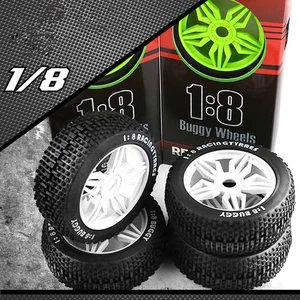 4Pcs 1/8 17mm Hex Hub Wheel Rim Tire For HSP KYOSHO Off-Road RC Car Buggy f - Picture 1 of 13
