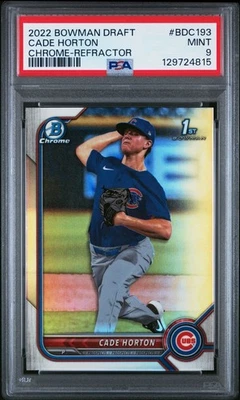 2022 Bowman Chrome CADE HORTON #BDC193 1ST RC Refractor PSA 9 MINT Chicago Cubs - Image 1 of 3