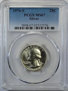 1976 - S  Silver Washington Quarter - PCGS  MS67 - Picture 1 of 2