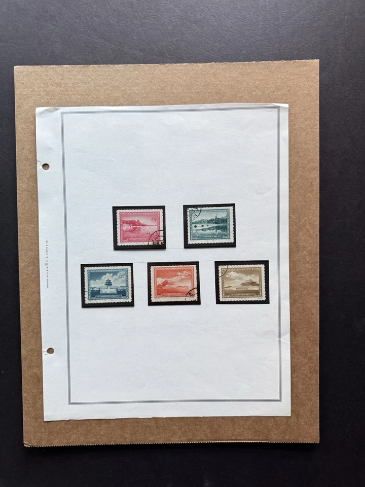 China PR 1951 Stamp Set on Page (318) +Beijing Scenery #290-94 +CTO Set - Image 1 of 1