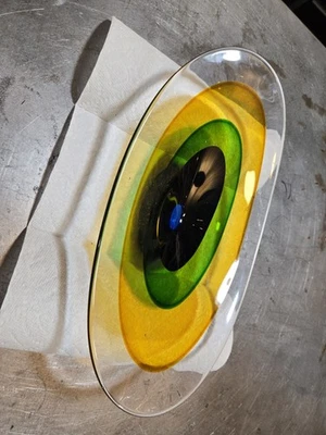 ¡¡¡Hermoso plato para servir de vidrio soplado hecho a mano!!!! Foto 1 de 4