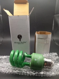 BLUEX BULB CFL GREEN Light Bulb 13W  Spiral Party DJ Light Home 10000hrs NEW NOS - Picture 1 of 4