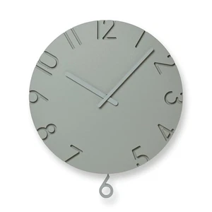 Lemnos Wall Clock Carved Swing Colored Analog Pendulum Gray NTL24-17GY NEW - Picture 1 of 1