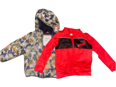 Lot of 2 -Toddler lot- Carters Dinosaur Puffer Jacket & Puma Red Windbreaker- 4T - Image 1 of 4