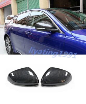 Tapas de cubierta de espejo retrovisor lateral de auto de fibra de carbono real Fit Jaguar XE/XF/XJ Foto 1 de 4