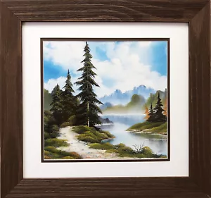 Bob Ross "Peaceful Morning" Happy Trees CUSTOM FRAMED ART Nature Snow Print - Picture 1 of 3