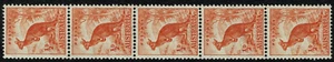 1942 ½d Kangaroo C of A Wmk Coil Strip of 5. MUH ACSC 179bb SG179b - Foto 1 di 2