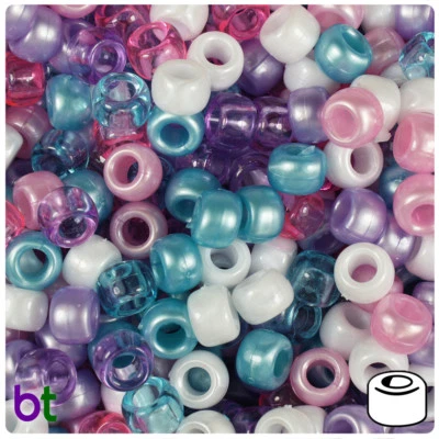 BEADTIN® BeadTin Unicorn Color Mix 9mm Barrel Pony Beads (500pcs)