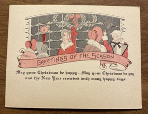 Tarjeta de felicitación de feliz año nuevo de Navidad vintage de 1900-1910 gente victoriana P5f - Imagen 1 de 10