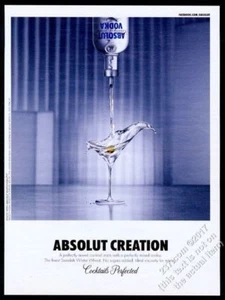 Absolut Creation 2010 botella de vodka vertida en vidrio foto anuncio impreso vintage - Imagen 1 de 1