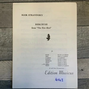 Igor Stravinsky BERCEUSE from "The Fire-Bird" for Violin with Piano Accompany - Picture 1 of 3