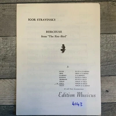 Igor Stravinsky BERCEUSE from "The Fire-Bird" for Violin with Piano Accompany - Image 1 of 3