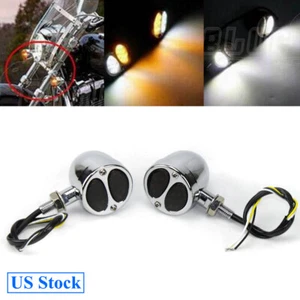 Luces de señal de giro LED de bala cromadas para Honda VTX Suzuki Chopper Bobber - Imagen 1 de 8