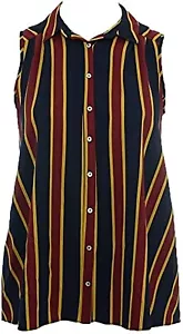 Women's Sleeveless Back Dipped Hem Drop Shirt Striped Tunic Top Ladies Plus Size - Picture 1 of 2