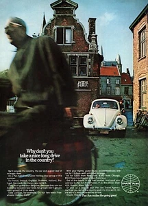 1969 Volkswagen VW Bug Beetle Original Color Pan Am Airline Print Ad - Picture 1 of 1