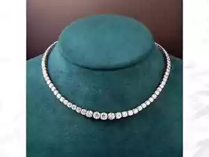 Collar Tenis 5-3mm Corte Redondo Moissanita Punta 18" Chapado en Oro Blanco 14k - Imagen 1 de 8
