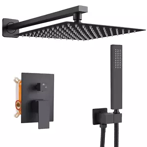 Black Shower Faucet Set Rain Shower System with 10 Inch Shower Head Combo Set... - Picture 1 of 7