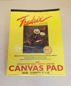 Fredrix No. 3501 12" x 16" 10 Sheets Medium Texture Real Artist Canvas (NWD) - Picture 1 of 4