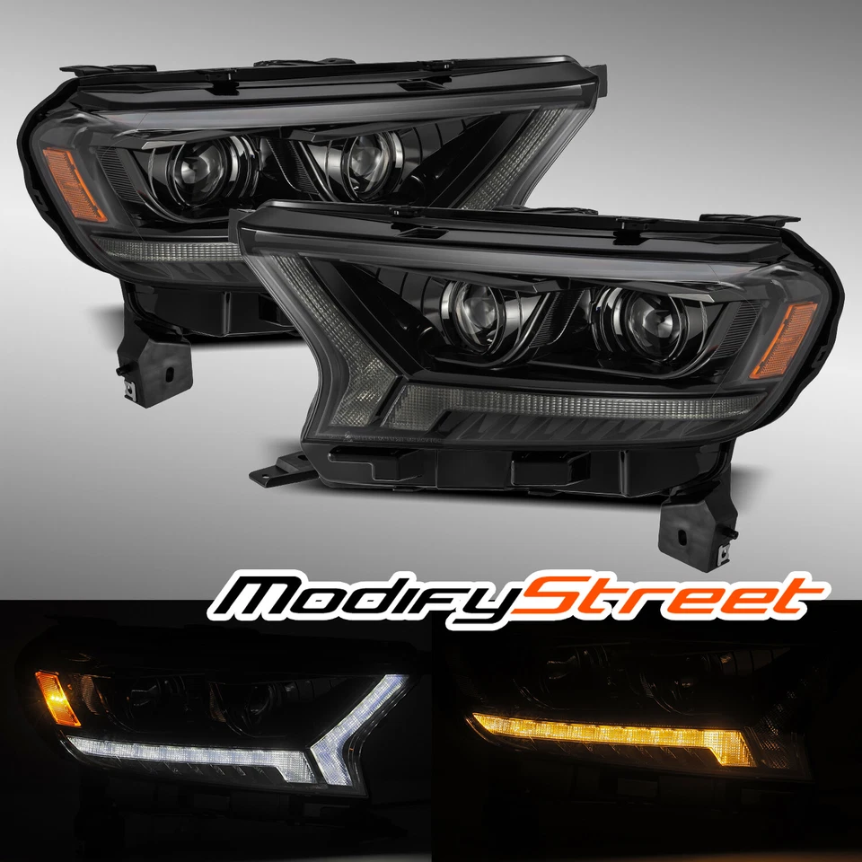 ALPHA BLACK PRO-SERIES PROJECTOR HEADLIGHTS FOR 2019-2021 FORD RANGER PAIR - Image 1 of 4