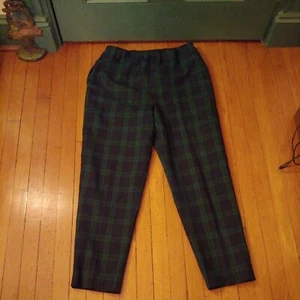 NICE VTG Women's Orvis Polyester/Rayon Blue/Green Plaid Pants Satin Lined 12 - Picture 1 of 5