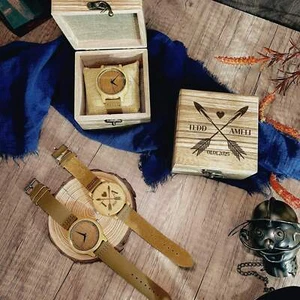 Personalised Unisex Bamboo Watch & Wooden Box - Imagen 1 de 13