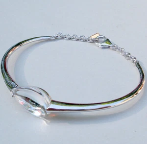 Brazalete Baccarat Fleurs De Psydelic Cristal Transparente y Plata de Ley Talla 6.5" Nuevo - Imagen 1 de 3