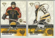 2002-03 PACIFIC PS TITANIUM JOE THORNTON PATCH #5 Game Used Authentic Bruins