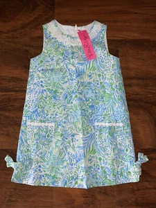 Lilly Pulitzer Girl 6 Hydra Blue DANDY LIONS LITTLE CLASSIC SHIFT Dress NWT - Picture 1 of 5