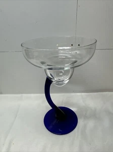 Libbey Cobalt Blue Swerve Margarita Cocktail Glass Curved Blue Stem Replacement - Picture 1 of 8