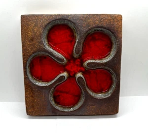 RARO DE COLECCIÓN RAUL CORONEL Estudio Cerámica PIEDRA/AZULEJO DE FLORES DE VIDRIO COCIDO - Imagen 1 de 8