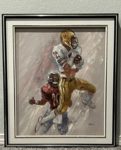 Signed Original Oil Painting Football Player Art Signed Chariton - Picture 1 of 18