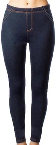 Legging Jean Donna Morbidi Elasticizzati Denim Look Morbido Elasticizzato Punto Marrone Pull On Jegging 29L - Foto 1 di 11