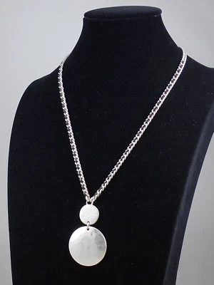 Collar Colgante Círculo Apilado Martillado Tejido Cuero Marrón Tono Plateado Lucky Foto 1 de 3