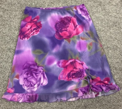 Falda Limited Too Niñas Talla 12 Floral Púrpura Y2K Hada Brillante Gasa Pull On Foto 1 de 4