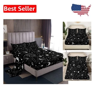 Colorful King Size Microfiber Bed Sheet Set - Deep Pocket Boho Galaxy Print - Picture 1 of 6