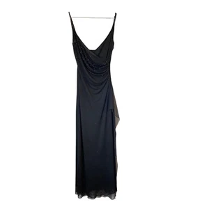 RAMPAGE Vintage Black Mesh Beaded Maxi Dress Goth Y2K Whimsical Made In USA M - Picture 1 of 11