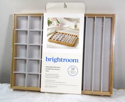Brightroom 9" x 12" Apilable Bambú Accesorio Joyería Bandeja Collar, Anillos NUEVO Foto 1 de 4