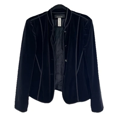 Blazer Vintage Jones New York Veludo Preto Tamanho 12 Retrô Indie Boho Artístico - Imagem 1 de 4