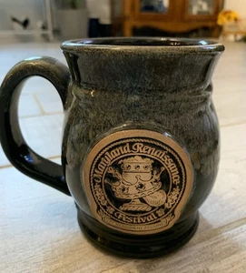 Pottery Maryland Renaissance Festival Mug Green Medieval Crown Beer Turkey USA - Picture 1 of 8